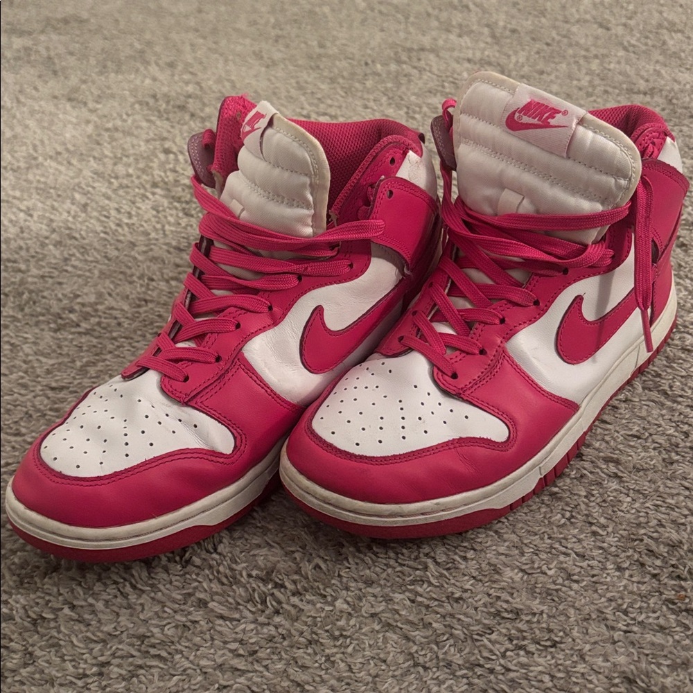 Nike Fuchsia and White High-Top Sneakers
